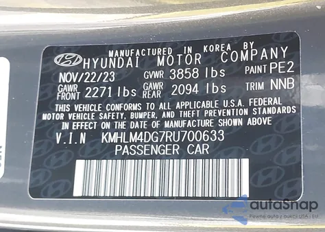 2024 Hyundai Elantra Sel из США, поврежденный, VIN KMHLM4DG7RU700633